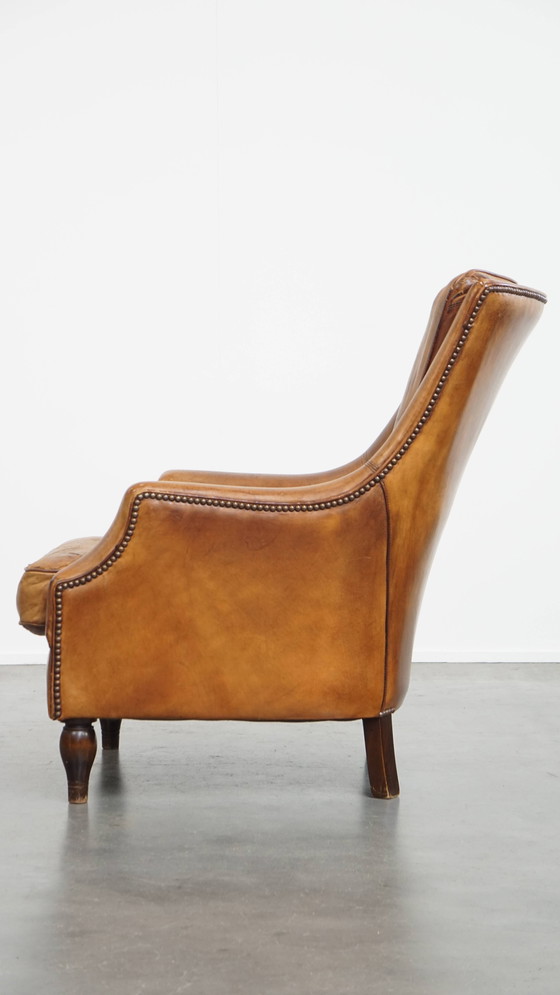 Image 1 of Vintage Fauteuil Gemaakt van Schapenleer