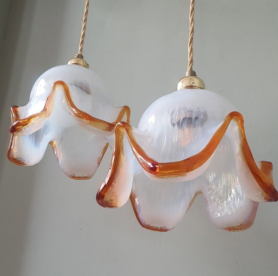 Set of 2 Vintage Murano Pendant lamps - Italy - Mid Century – Metal, Murano Glass (photo 4 of 21)