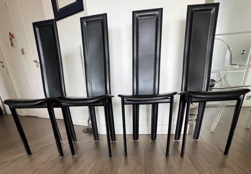 Vends 4 chaises salle à manger Roche Bobois cuir noir