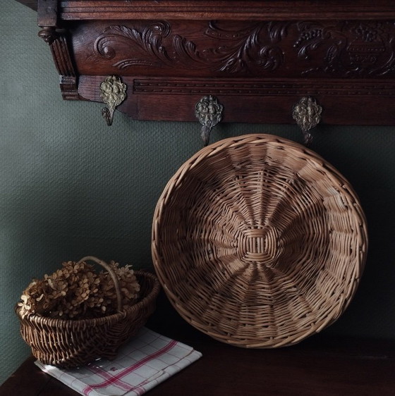 Image 1 of Antico grande cesto da panettiere in vimini intrecciato - Ghirlanda