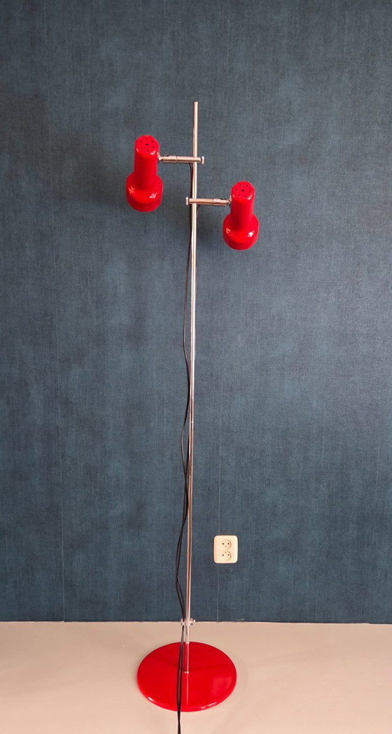 Vintage Floor Lamp - Gepo 300 | 2 Spotlights | Red - 1970s – Floor lights, Metal (photo 5 of 16)