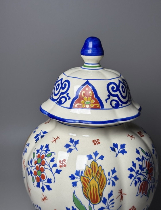 Image 1 of Boch Frères Keramis dekselpot van faience – Art Deco-periode – België, jaren dertig