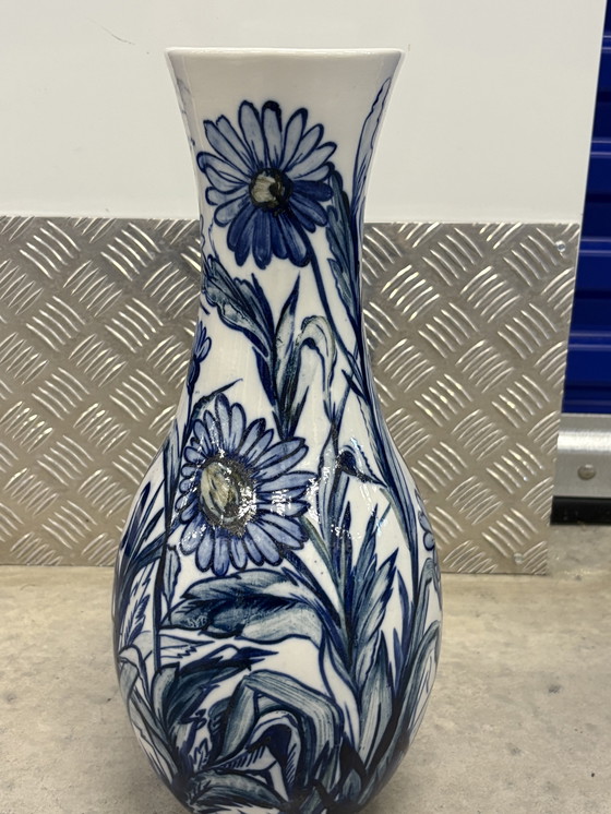 Image 1 of Met de hand beschilderde vaas van vintage keramiek