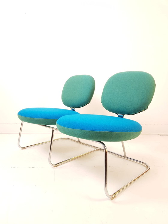 Artifort Banco Vega C 310/2 Sofá 2 Cromo Tela Ploeg Azul – Sofás de 2 plazas, Chrome, Wool, Vintage (photo 6 of 9)