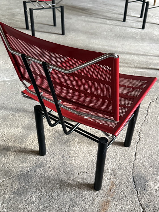 Image 1 of SEDIA "SERIE 8600" LAMIERA FORATA IN ACCIAIO HANS KUSCH&CO. ROSSO NERO ANNI '80