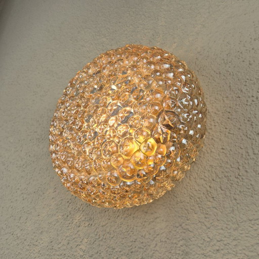 Vintage plafondlamp met amberkleurig bubbelglas van Massive Leuchten, Duitsland, jaren 70, E27 – plafondlampen, Metal