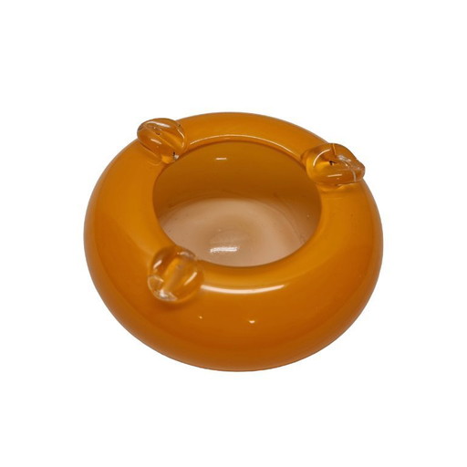 Vintage orangefarbener Glasaschenbecher