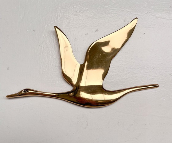 Image 1 of Vintage brass wall birds from the 1960s