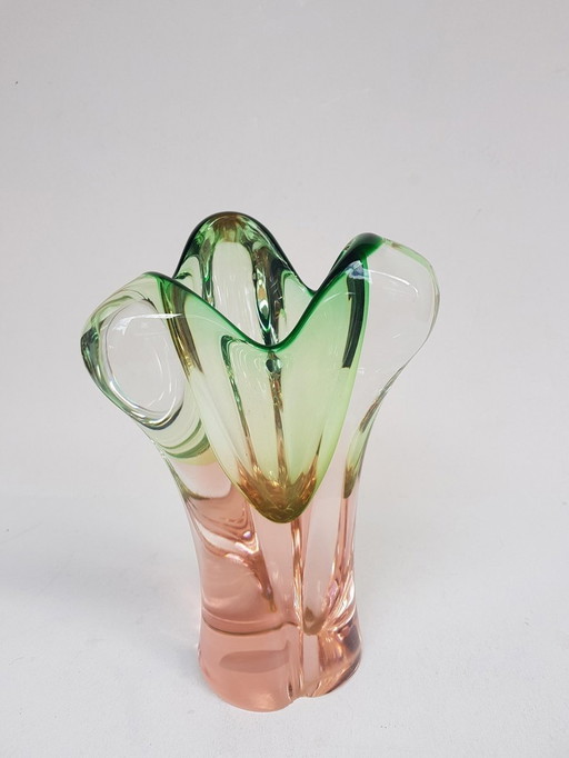 Vase en verre d'art tchèque Josef Hospodka pour Chrisbska