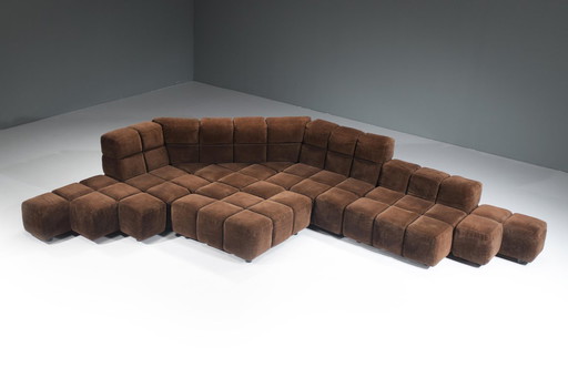 Very rare Castell Sofa in original fabric by Hans Hopfer for Wiener Werkstätte