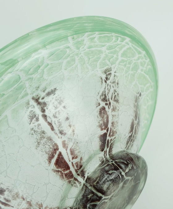 Image 1 of grote WMF art deco ikora glazen KOM karl wiedmann jaren 30 groen en donkerrood