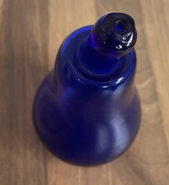 Image 1 of Vintage handgeblazen blauwe glazen appel en peer