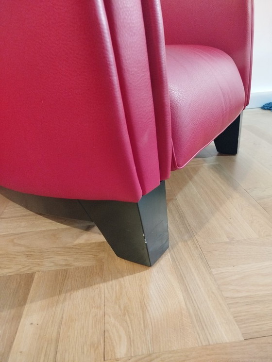 Image 1 of Bugatti designfauteuil in rood leer (model Franz Romero, jaren 90)