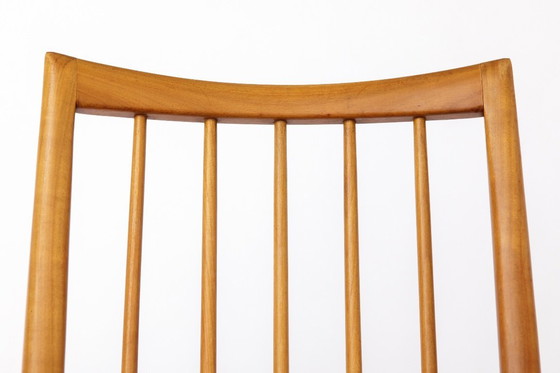 Image 1 of Pair of Vintage German Chairs by Ernst Martin Dettinger | 1970s | Refurbished Wooden Frames | Dark Purple Textile Upholstery