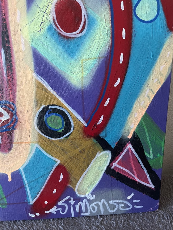 Image 1 of Art abstrait thérapeutique sur toile signé par un artiste de Bergen op Zoom street art