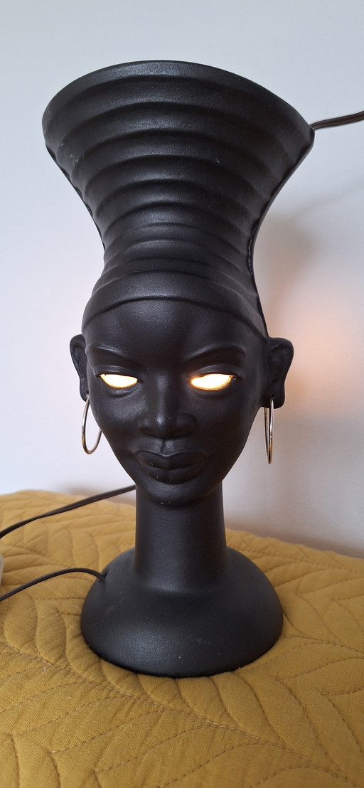 Beautiful lamp ceramic African head
