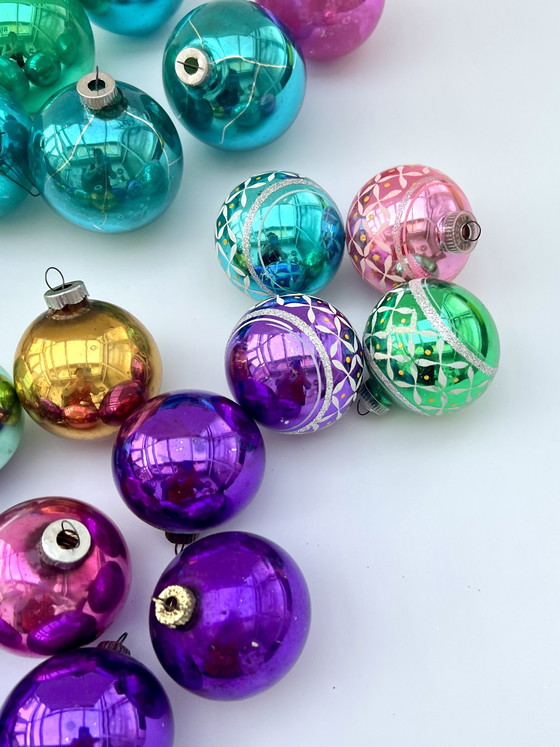 Image 1 of Collectie vintage glazen kerstboomversieringen – jaren 1950-1970