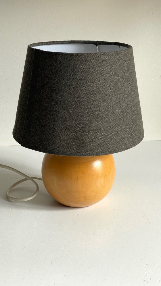 Image 1 of LAMPE Boule Bois Massif ANNEES 70