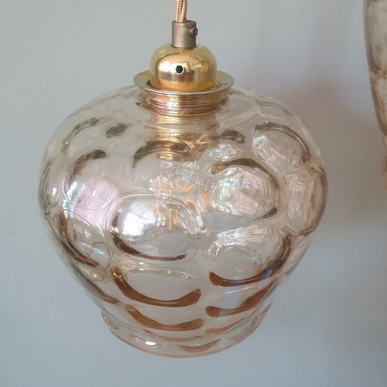 Image 1 of Ensemble de suspensions en verre vintage - Années 60-70 - Style Hollywood Regency