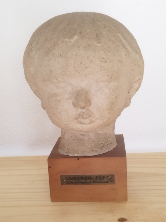 Lorenzo Pepe (1912-1984), Testa, Litoceramica auf Holzsockel, Signiert – Bildhauerei, Wood (photo 3 of 13)
