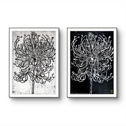 Linogravure Spider Lily Diptyque - A3 Botanical Print Set