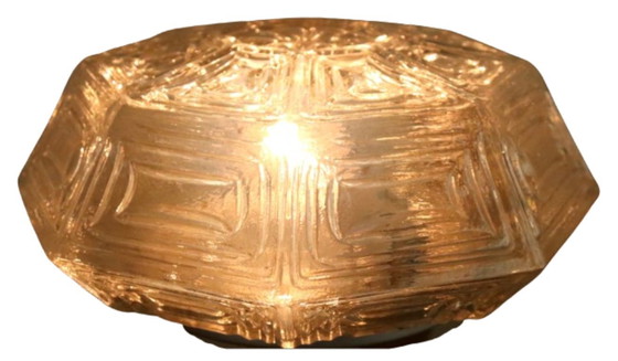 Image 1 of NOS Wika hexagon plafondlamp plafonniere glas vintage