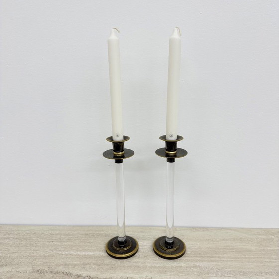 Image 1 of Set aus 2 Caravell-Kerzenständern aus Acrylglas, 1970er Jahre