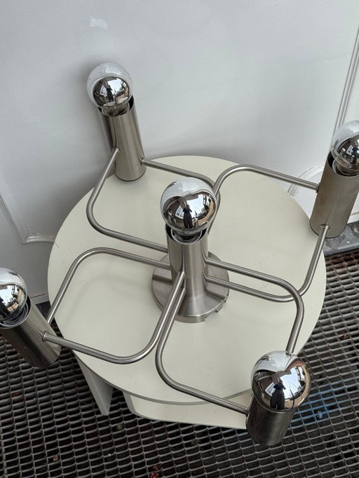 Wunderschöne 5-flammige Sciolari-Deckenleuchte von Leola Leuchten, 1970er Jahre.