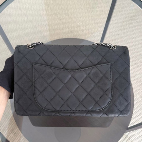 Image 1 of Chanel 2.55 Reissue 227 Large - Cannage Calfskin Black Ruthenium Silver Hardware Series 14