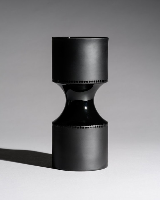 Image 1 of Sculptural Rosenthal Studio-Line Vase Duo Tapio Wirkkala Black & White Porcelain