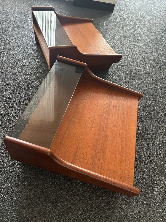 Vintage Teak Floating Nightstands, Webe, Wood, Brown (photo 6 of 13)