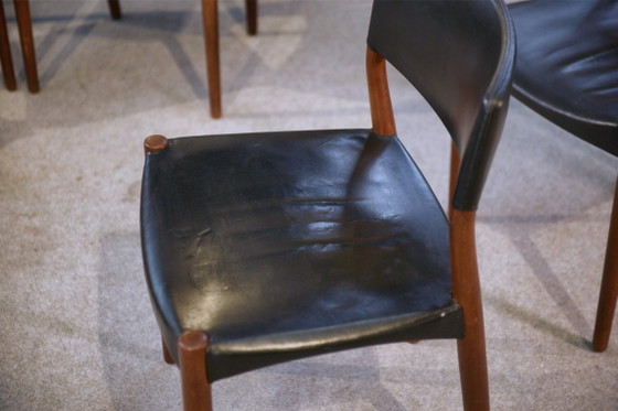 Image 1 of Ensemble de 6 chaises Ejner Larsen et A. Bender Madsen pour Willy Beck design scandinave en cuir et palissandre 1960's