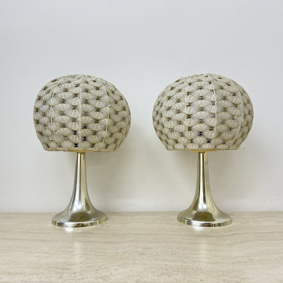 Image 1 of Set of 2 Aro leuchte table lamps with fabric shade , 1970s