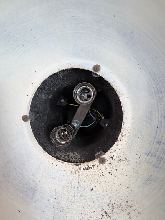 Image 1 of Large Industrial Factory Black Pendant Lamp with Cast Iron Top, 1950s