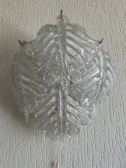 1980s Murano Glass Wall Sconce with Gilted Metal Stand