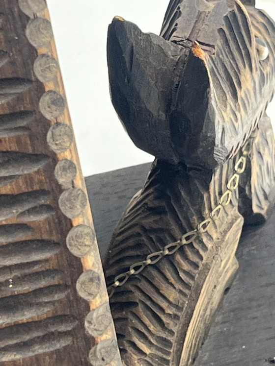 Paar "Scottish Terrier" Buchstützen aus geschnitztem Holz, Dekorative Objekte, Metall, Braun (Foto 8 von 10)