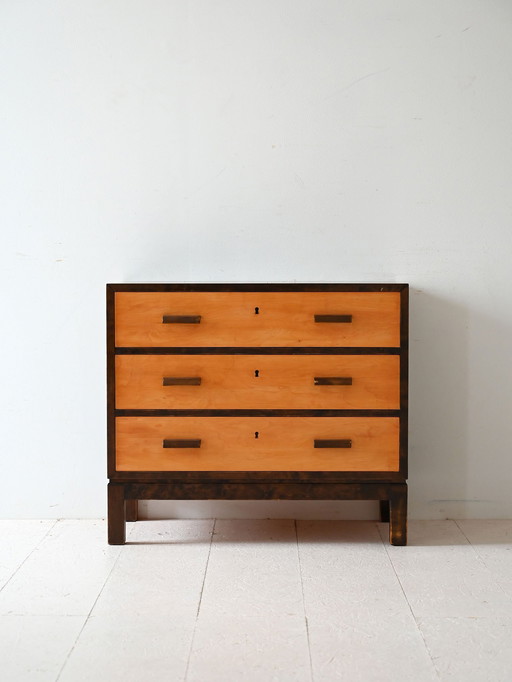 Commode scandinave en bouleau des années 1930