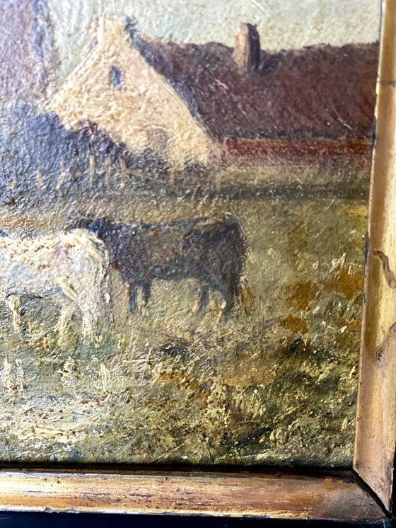 Image 1 of Paesaggio contadino dipinto su pannello di 30/22 cm