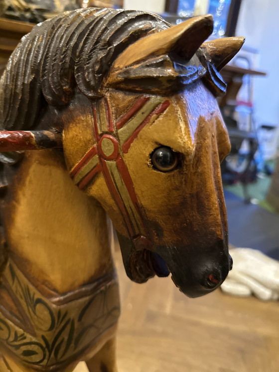 Image 1 of Rare Antique Wooden Rocking Horse – Hand Carved – ca. 1900–1920