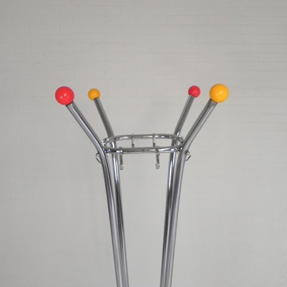 Image 1 of Rare chrome coat rack with colored balls, 1950s
