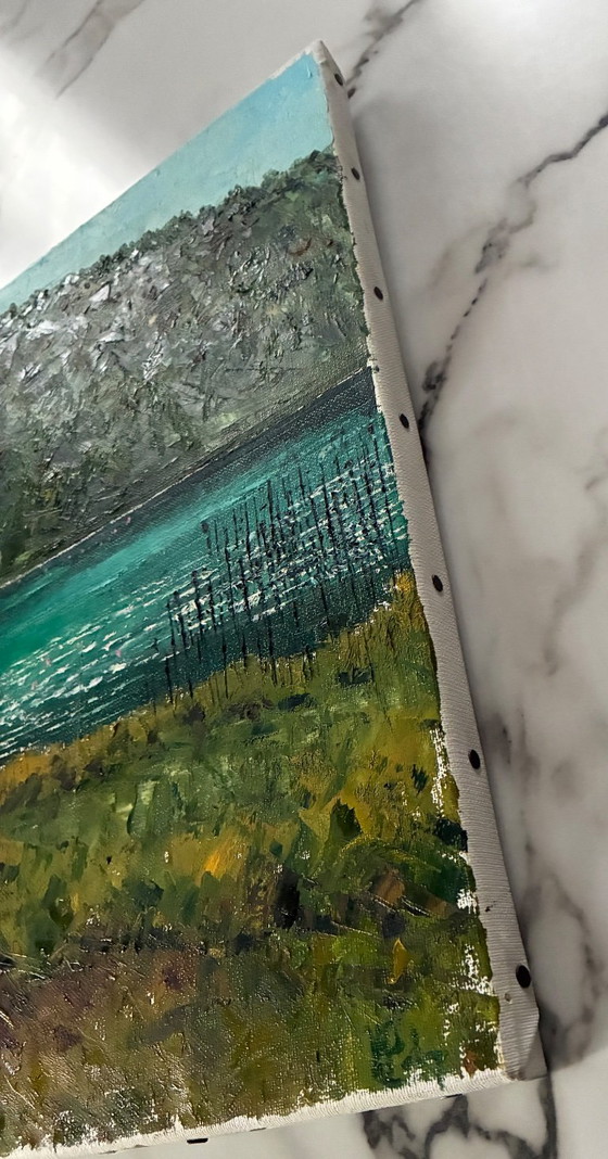 Oil painting on canvas, painted with a palette knife, Lake Ambléon – Paintings & Drawings (photo 5 of 6)