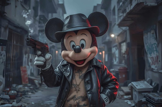 Image 1 of Foto afgedrukt op plexiglas / Mickey in New York / Beperkte oplage / Straatkunst / Originele decoratie / Popart / Graffiti