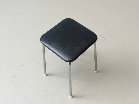 Image 1 of Tabouret Kelko avec assise en similicuir noir, années 1960