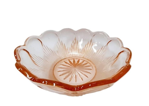 Glass fruit bowl, rose, vintage 60s