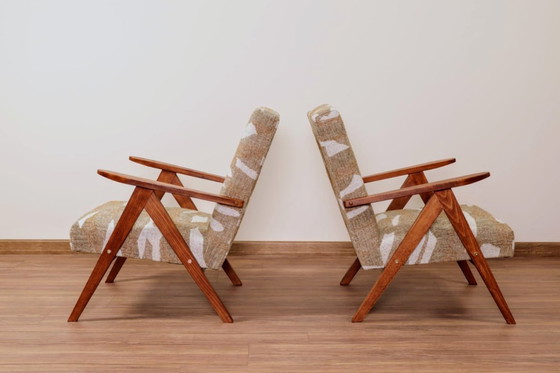 Image 1 of Modern armchair safari beige brown jacquard zig zag 