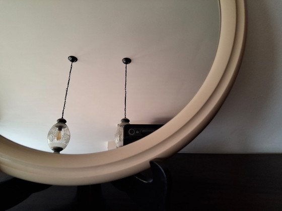 Image 1 of Vintage beige ronde Tijgerspiegel jaren 70