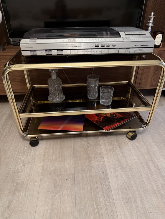 Image 1 of Barwagen vintage oro e vetro rauch | Reggenza di Hollywood degli anni '70