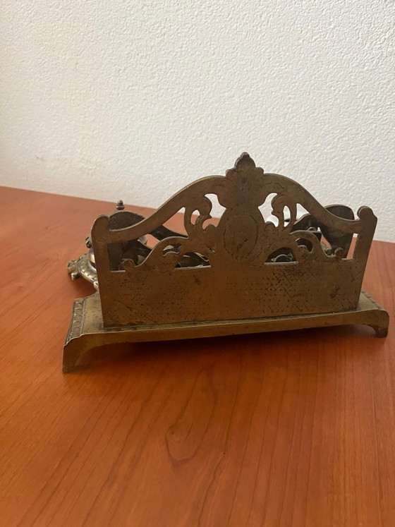 Encrier Vintage avec Porte-plume - Style Art Nouveau – Objets déco, Porcelain, Brass (photo 5 of 5)