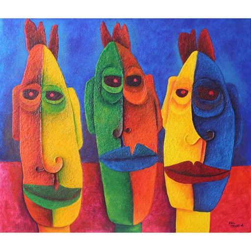 Large structural painting '3 heads'