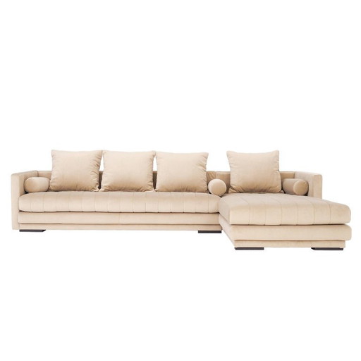 Corner sofa KOPENHAGA beige velour, Scandinavian design